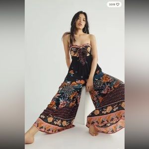 Free people wide leg jumpsuit cutout strappy pantsuit